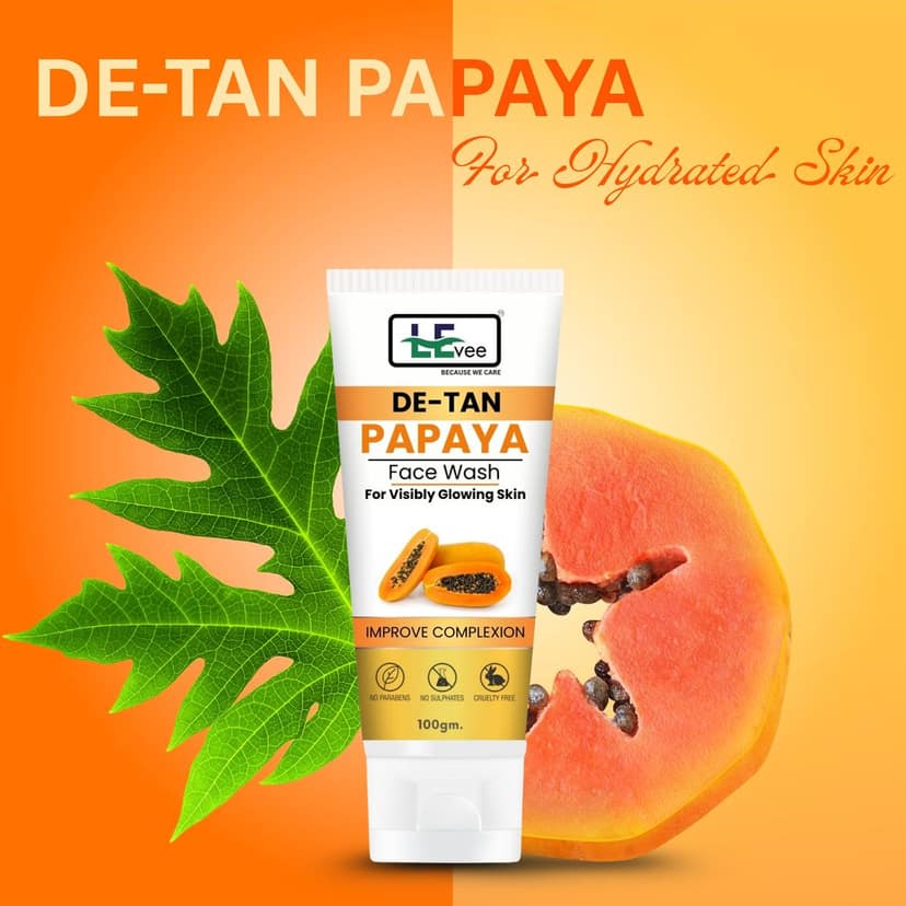 LEvee De-Tan Papaya Face Wash | Skin Brightening Tan Removal Cleanser with Papain Enzymes | For Glowing Skin & Dark Spot Correction | 100ml view 5