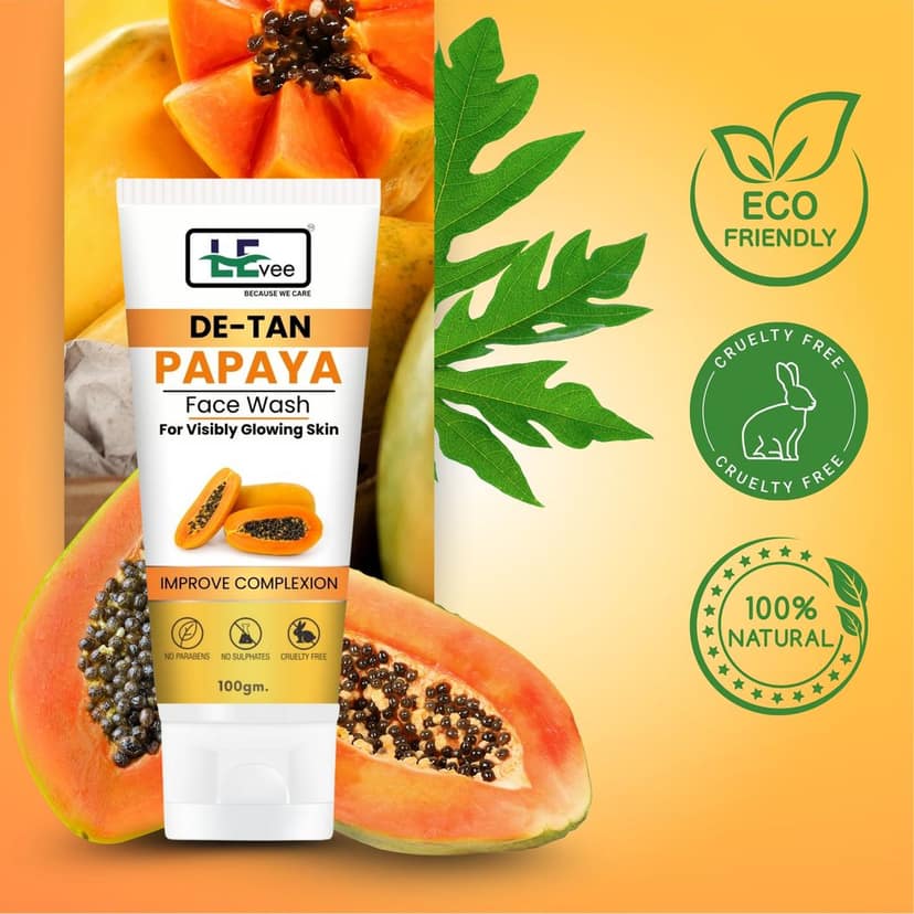 LEvee De-Tan Papaya Face Wash | Skin Brightening Tan Removal Cleanser with Papain Enzymes | For Glowing Skin & Dark Spot Correction | 100ml view 6