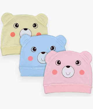 HONOR YOUR HOME Pack of 3 Unisex for Baby Caps ( Multicolor )