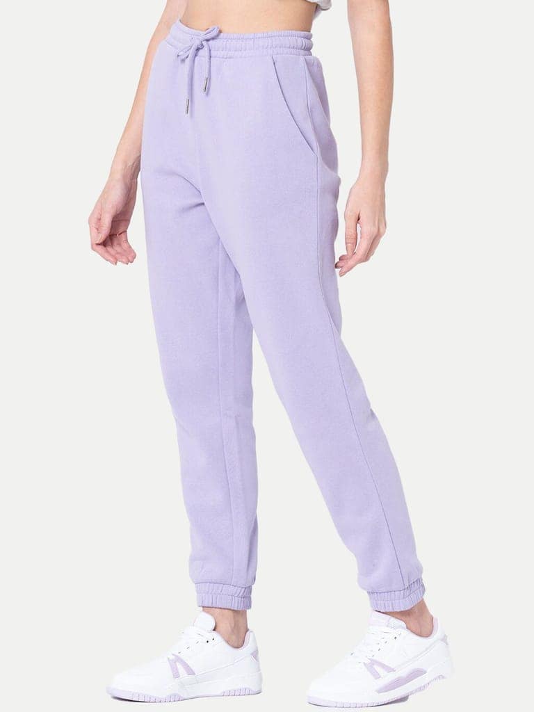 Womens Lilac Solid Joggers view 3