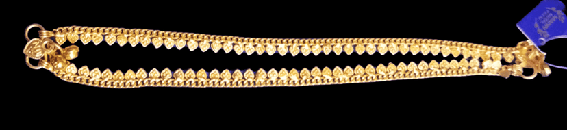22K Gold Plated Traditional Indian Payal Anklet With Leaf Design view 2