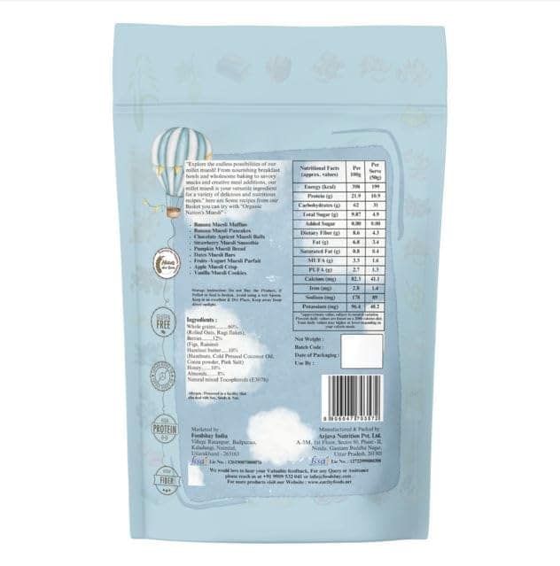 Organic Nation 25gm Muesli with Figs & Honey | Nutritious Breakfast Bliss | Premium Organic Muesli | Figs & Honey Muesli Delight | Healthy and Delicious Muesli 300g view 2