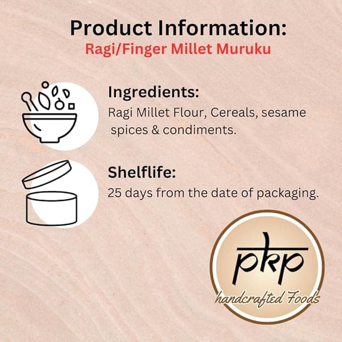 PKP Ragi/Pearl Millet Muruku – Healthy & Tasty|No Preservatives|Millet Namkeen|Indian Snack|Tea time snacks|320g. view 3
