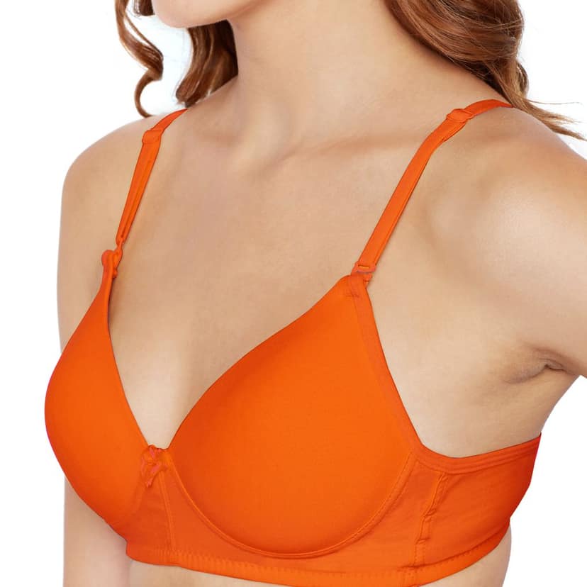 Bodycare Women Cotton Spandex Full Coverage Padded Pushup Bra Bra 6566-ORG view 4