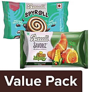 Bauli Spyroll 33 g + Savoriz - Soft Puff Roll With Cheese Jalapeno 52 g, Combo 2 Items
