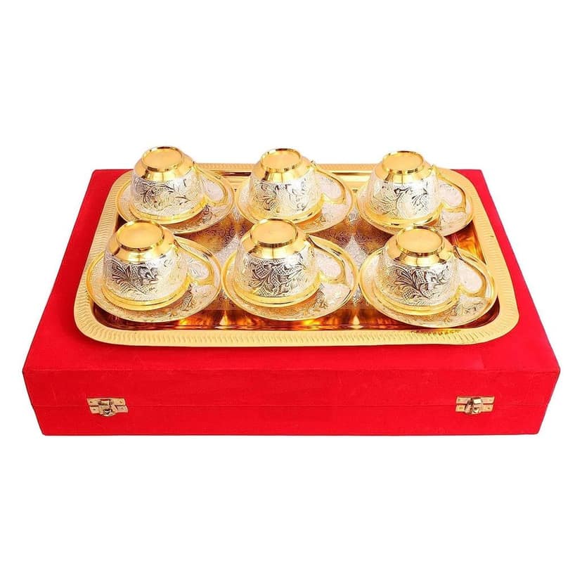 Brass Decorative 6 Pieces Tea Cup Set (BMAS102 B) view 2