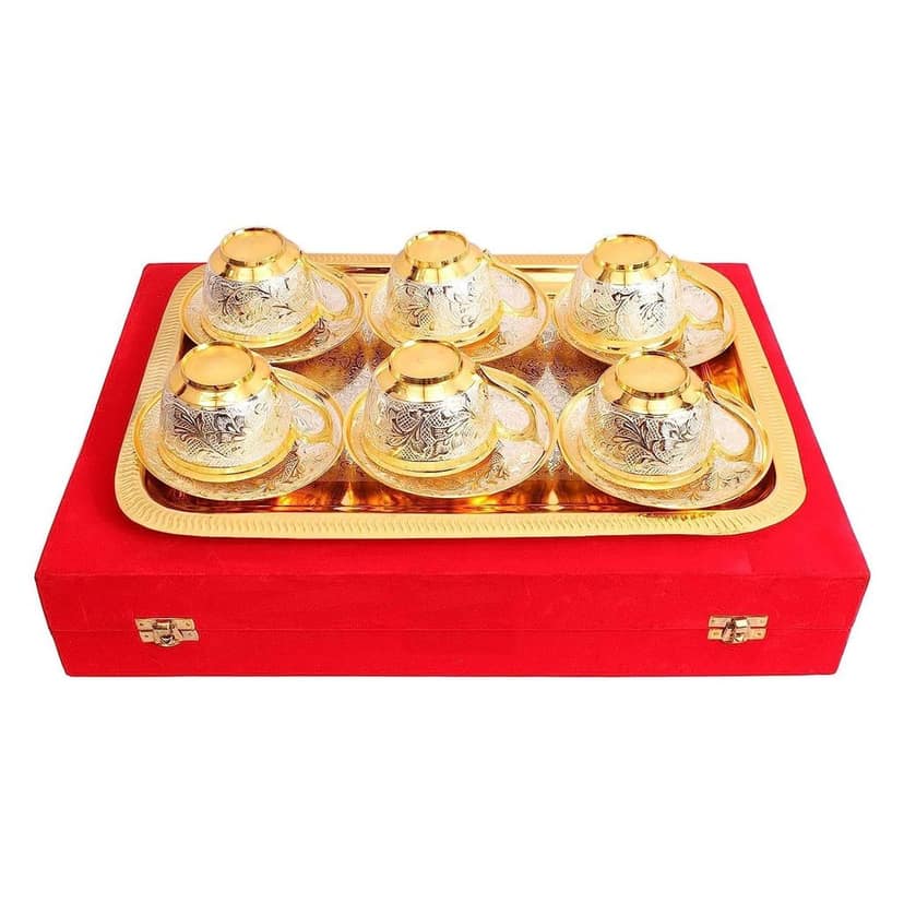 Brass Decorative 6 Pieces Tea Cup Set (BMAS102 B) view 3