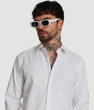 Bene Kleed Poly Cotton Regular Fit Self Design Full Sleeves Men's Casual Shirt - White ( Pack of 1 )