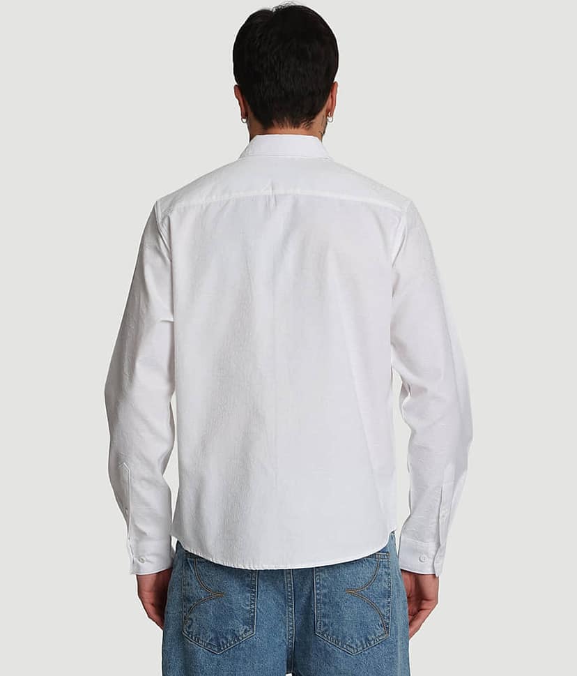 Bene Kleed Poly Cotton Regular Fit Self Design Full Sleeves Men's Casual Shirt - White ( Pack of 1 ) view 6