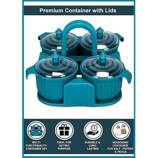 Marvella Multipurpose Spice Rack - Multipurpose Plastic Dry Fruit Box Jar Set Aachar Pickle Container Blue 4 Pcs Set view 2