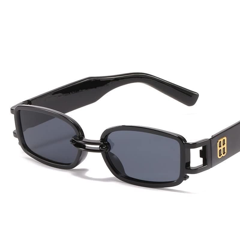 Eyenaks Korean Sunnies Retro Rectangular Unisex Sunglasses with UV Protection (Black) view 2