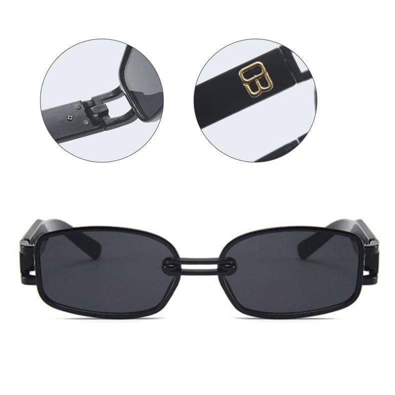 Eyenaks Korean Sunnies Retro Rectangular Unisex Sunglasses with UV Protection (Black) view 3