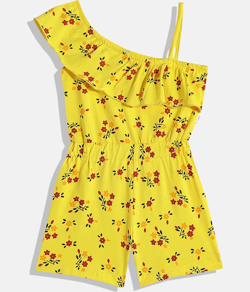 CATCUB Girls Cotton Jumpsuit ( Pack of 1 , Yellow )