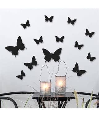 Jaamso Royals Black 3D Butterflies PVC Black Wall Sticker - Pack of 1