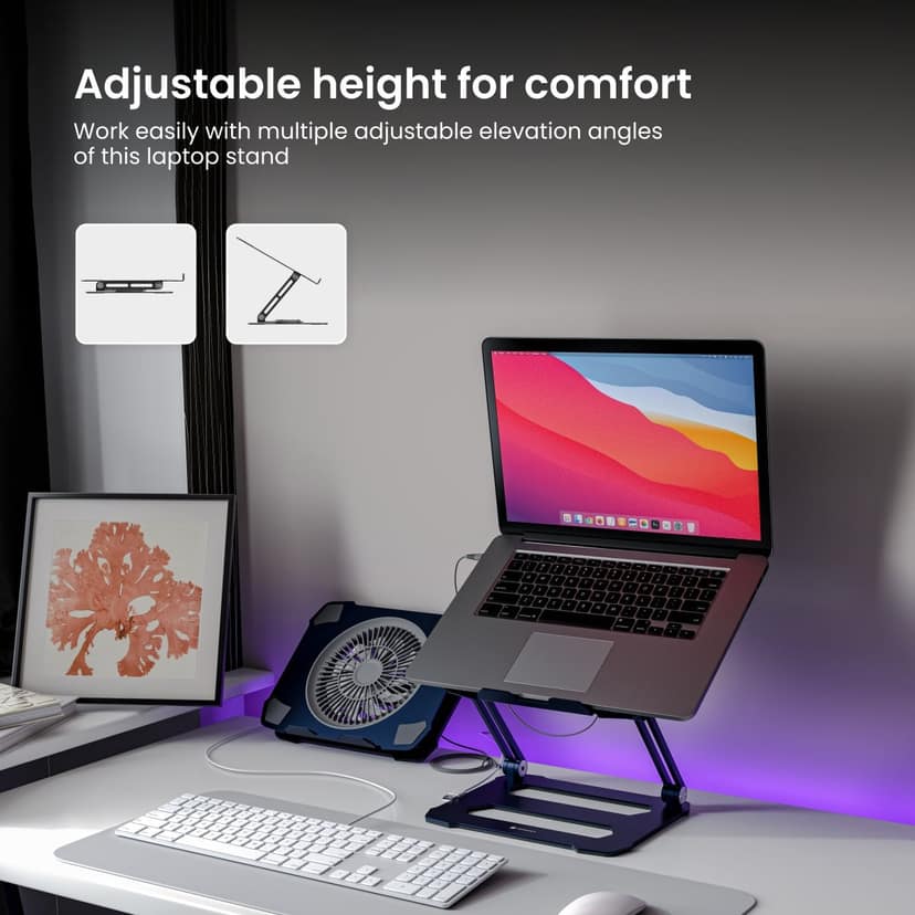 Portronics My Buddy K10 Laptop Stand, Better compatibility, Anti-slip silicone pads, Carbon steel construction, Ventilated design view 2