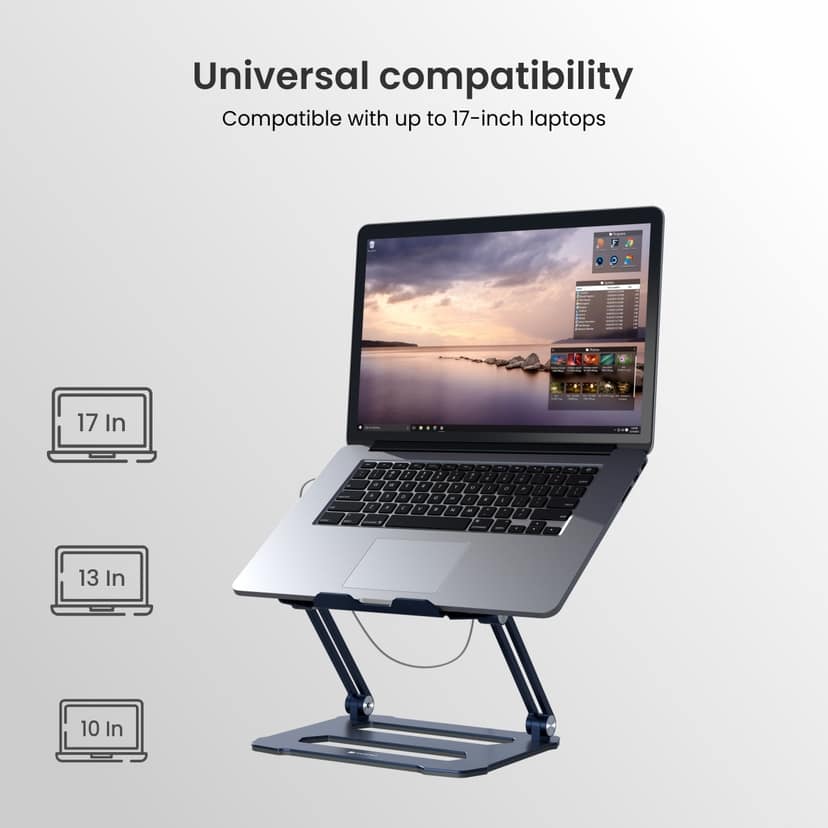 Portronics My Buddy K10 Laptop Stand, Better compatibility, Anti-slip silicone pads, Carbon steel construction, Ventilated design view 3
