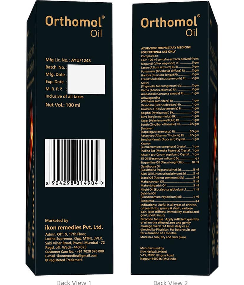 Orthomol Ayurvedic Pain Relief Oil for Joint Pain, Muscular Pain, Arthritis - 100ml view 2