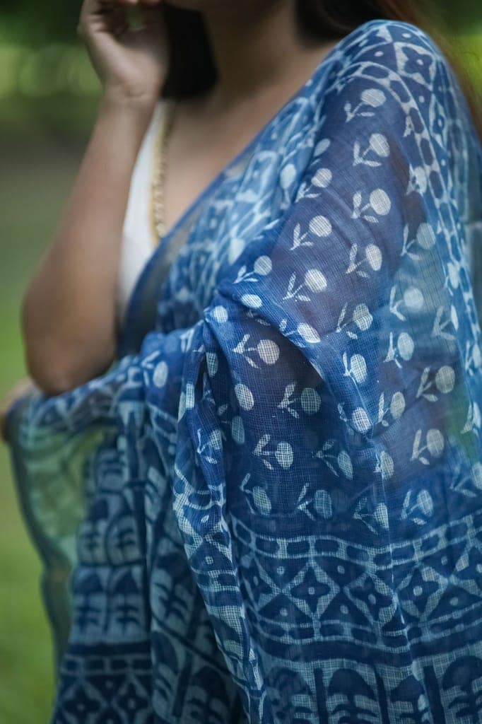 KaisorI Malhar Rajani Kota blockprinted cotton silk saree view 3