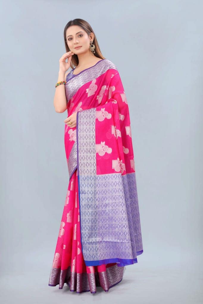 Silk Zone Women's Cotton Digital Print Zari Sequin Woven Black Saree view 2