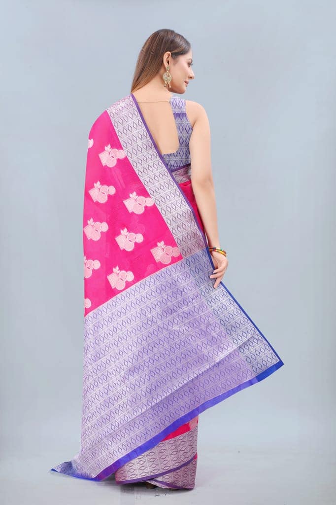 Silk Zone Women's Cotton Digital Print Zari Sequin Woven Black Saree view 4