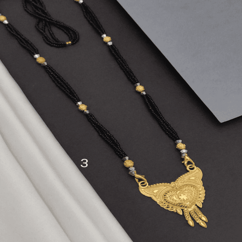 New Gold Plated Dhaga mangalsutra For Women's (RK_DM-3) & Earrings Jhumkhas Gold Jhumka Charming Women's and Girls (RK_JE-2) (COMBO PACK OF 1 PIC & 1 PAIRS) view 2