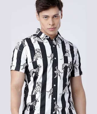 Locomotive 100% Cotton Slim Fit Printed Half Sleeves Men's Casual Shirt - Multicolor ( Pack of 1 )