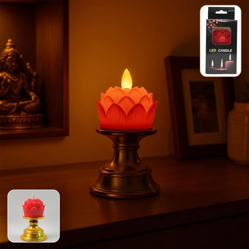Lotus LED Flameless Candle – Elegant Decorative Flameless Light view 2