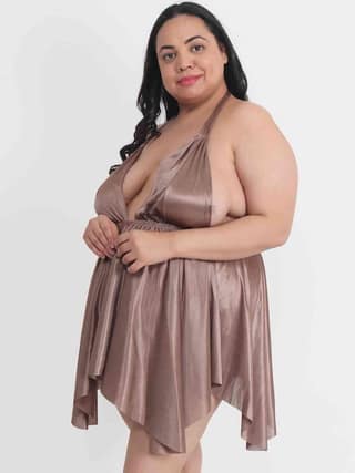 Klamotten Women's Plus Size Sexy Black Babydoll Dress for Honeymoon BB36Bm