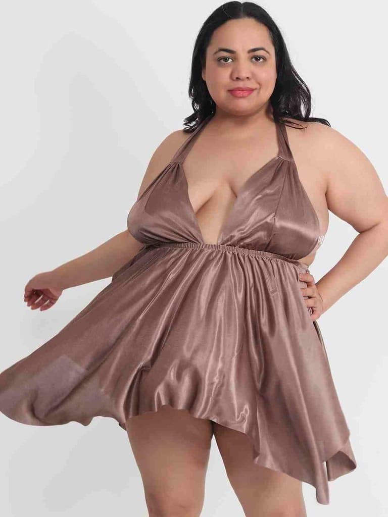 Klamotten Women's Plus Size Sexy Black Babydoll Dress for Honeymoon BB36Bm view 4