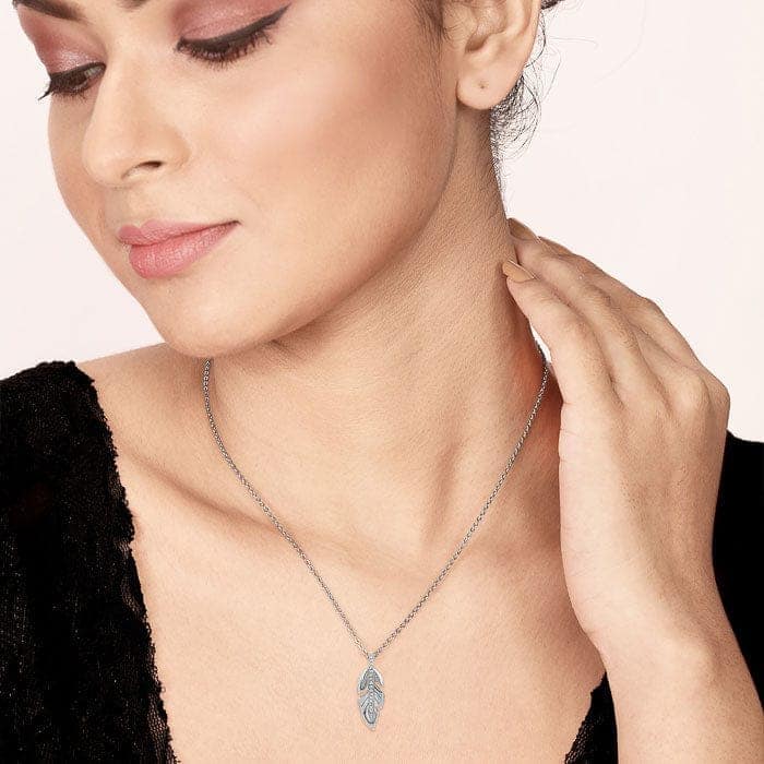 Silver Leaf Pendant with Chain view 2