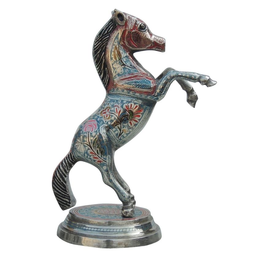 Decorative Jumping Horse Brass Statue For Positive Energy & Success, Height : 11.5 Inch (ANMAS030 B) view 3