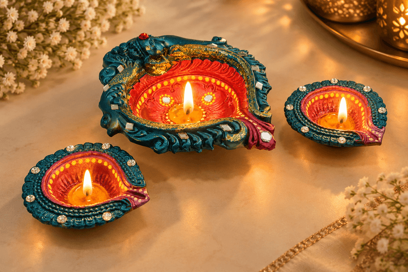 Traditional Decorative Diya for Pooja and Festive Home Decoration view 3