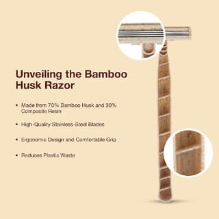 (Pack of 2) SHAVECO Bamboo Safety Disposable Razor for Men 3 Blades Razor with Lubricating Strip / Pivot Head view 2