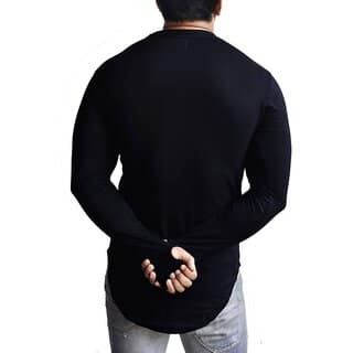 Ake Mens Black Solid Cotton Blend Round Neck T-Shirt