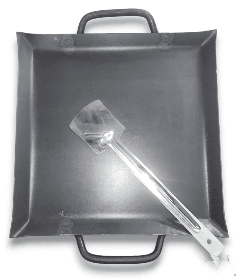 Nakshathra - pure iron tawa / dosa, roti tawa - Square design with unique border - 12 inch * 12 inch - double handle view 2