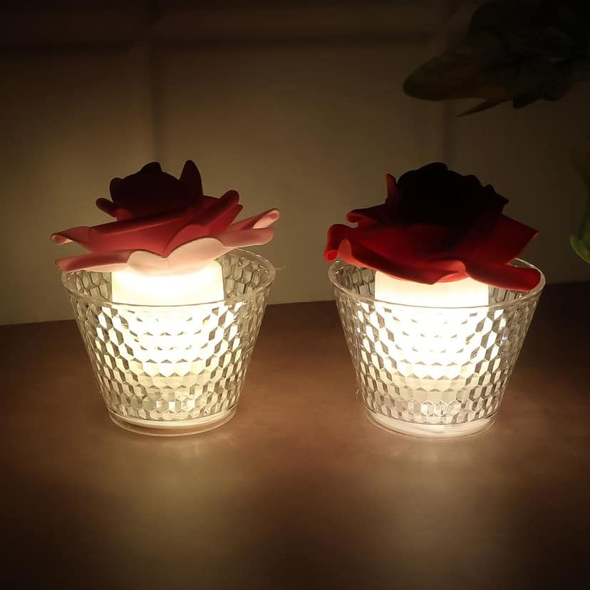 LED Rose Flower Flameless Tealight Candle Set – Elegant & Safe Décor view 2