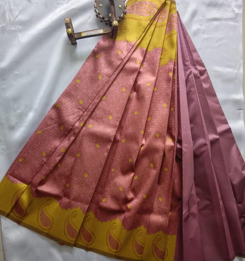 Kubera Silk Cottton Saree with Blouse - pink color