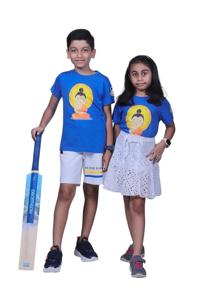 KUCHU Unisex T-Shirt | Buddha Print | 10–11 Years | Cotton Modal Fabric | Soft Feel | Breathable | Digitally Printed | Vibrant Colour Blue view 5