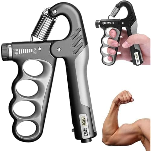SKYCELL Adjustable Hand Gripper (5kg–100kg) | Metal Hand Gripper Combo with Counter for Hand Strength Training (Grey & Black) view 2