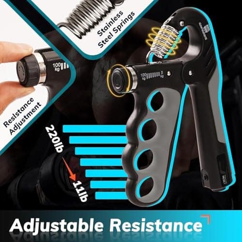 SKYCELL Adjustable Hand Gripper (5kg–100kg) | Metal Hand Gripper Combo with Counter for Hand Strength Training (Grey & Black) view 3