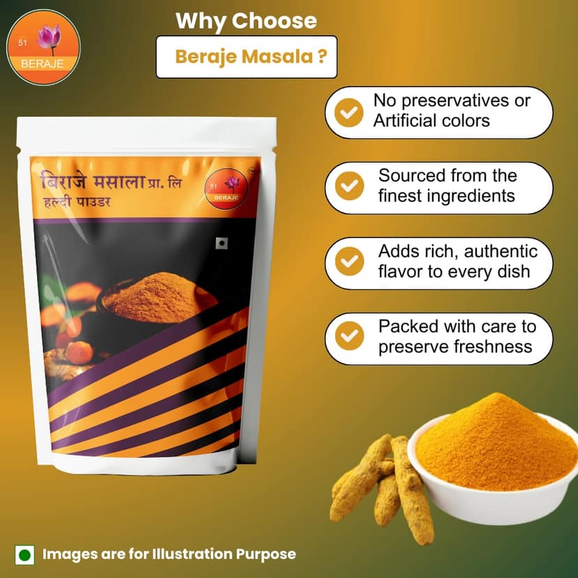 Beraje Masala Organic Turmeric Powder 100g, Haldi Powder view 3