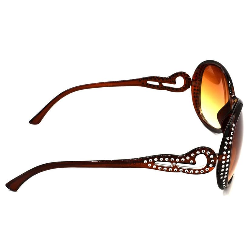 Hrinkar Brown Round Sunglasses Brands Silver Frame Goggles for Women - HRS326-BWN view 3