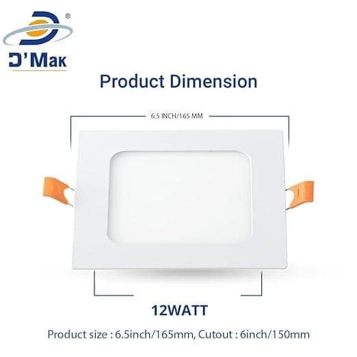 12 Watt Square Led Conceal Panel Light for False Ceiling & POP - Warm White, Pack of 20 view 3