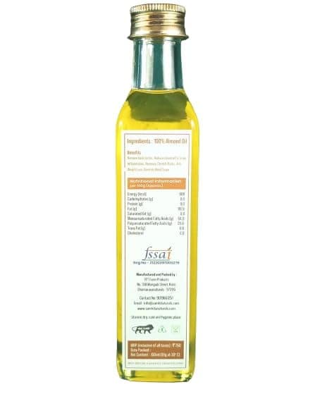 Pure Sweet Almond OIL 100% Natural OIL WOOD PRESSED COLD PRESSED UNFILTERED FOR NATURAL NOURISHMENT OF HAIR AND SOFT AND SHINIER SKIN (100 ML ) view 4