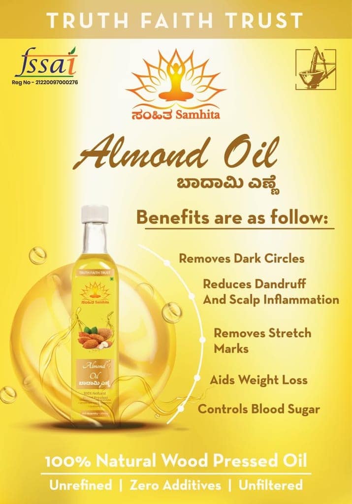 Pure Sweet Almond OIL 100% Natural OIL WOOD PRESSED COLD PRESSED UNFILTERED FOR NATURAL NOURISHMENT OF HAIR AND SOFT AND SHINIER SKIN (100 ML ) view 5