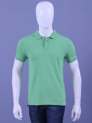 Men's Lt.Green Enzyme Finish Solid Polo T-Shirt