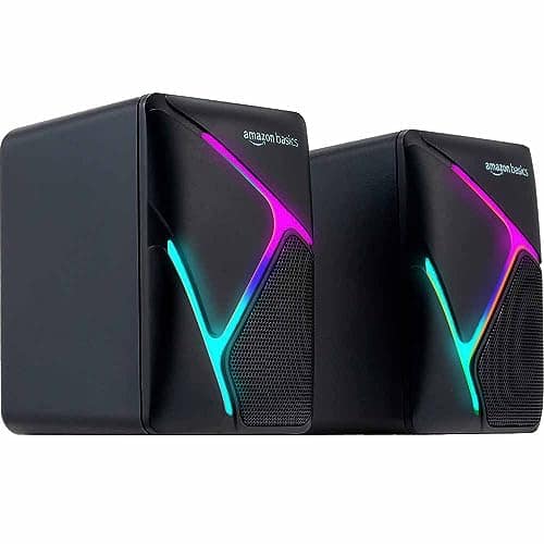 amazon basics 2 X 3W Multimedia PC Gaming Speaker with Aux Connectivity, USB Support, Volume Control, and RGB Lights amazon basics 2 X 3W Multimedia PC Gaming Speaker with Aux Connectivity, USB Support, Volume Control, and RGB Lights - Black / 7.8D x 6.7 view 2