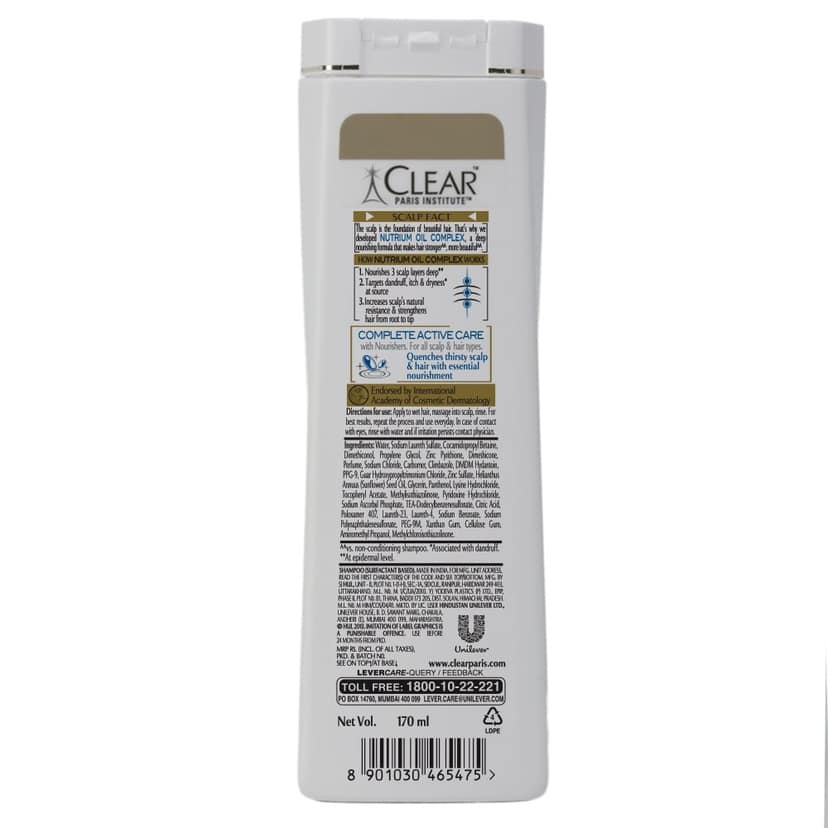 Clear Complete Active Care Anti-Dandruff Shampoo, 170Ml view 2