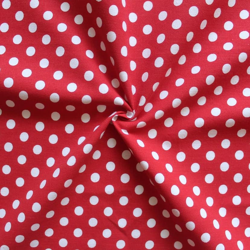 AIRWILL 100% Cotton Polka Pattern 2 Seater Square Table Cover Sized, 36x36 inches (Red, Pack of 1) view 2