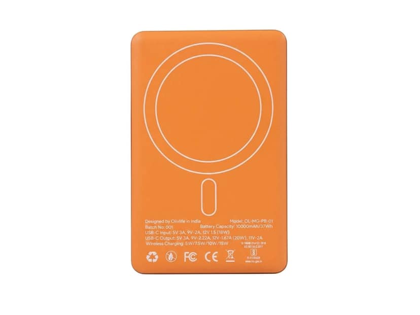 OlivLife 10000 mAh Wireless Power Bank (20 W, Fast Charging) - Orange view 2